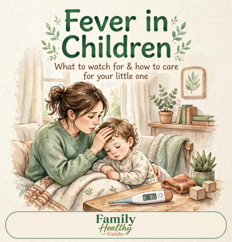 Mother checking her toddler's temperature at home with a digital thermometer - Fever in Children guide